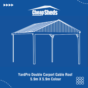 YardPro Double Carport Gable Roof 5.9m X 5.9m - Blueprint